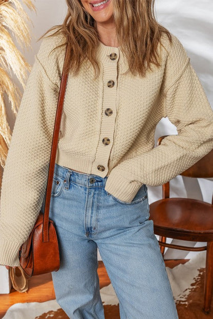 Solid Button-Up Cropped Cardigan Sweater Shop Style & More | Fresh Looks, Everyday Deals & Free Shipping