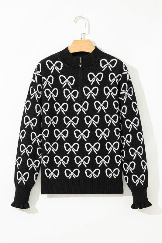 Bow Zipped Collar Drop Shoulder Sweater Shop Style & More | Fresh Looks, Everyday Deals & Free Shipping