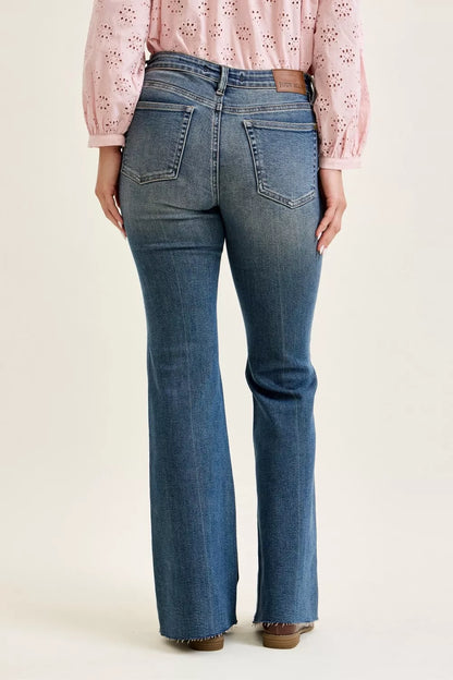 Judy Blue Mid Rise Flare Jeans with Front Flap Pockets New Era Fashion LLc