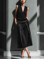 Women's Sleeveless Linen Shirt & Cropped Pants Set – Casual 2-Piece Outfit FitiqueFit