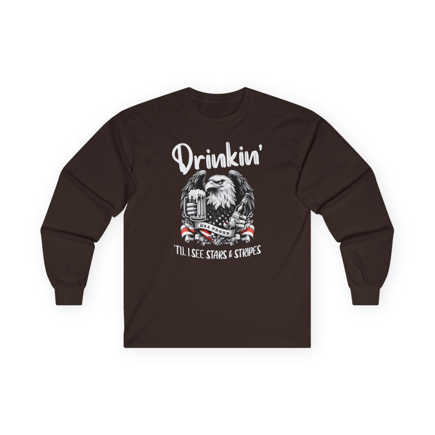 Drinkin' Til I See Stars & Stripes Long Sleeve Tee The Devil's Pickle