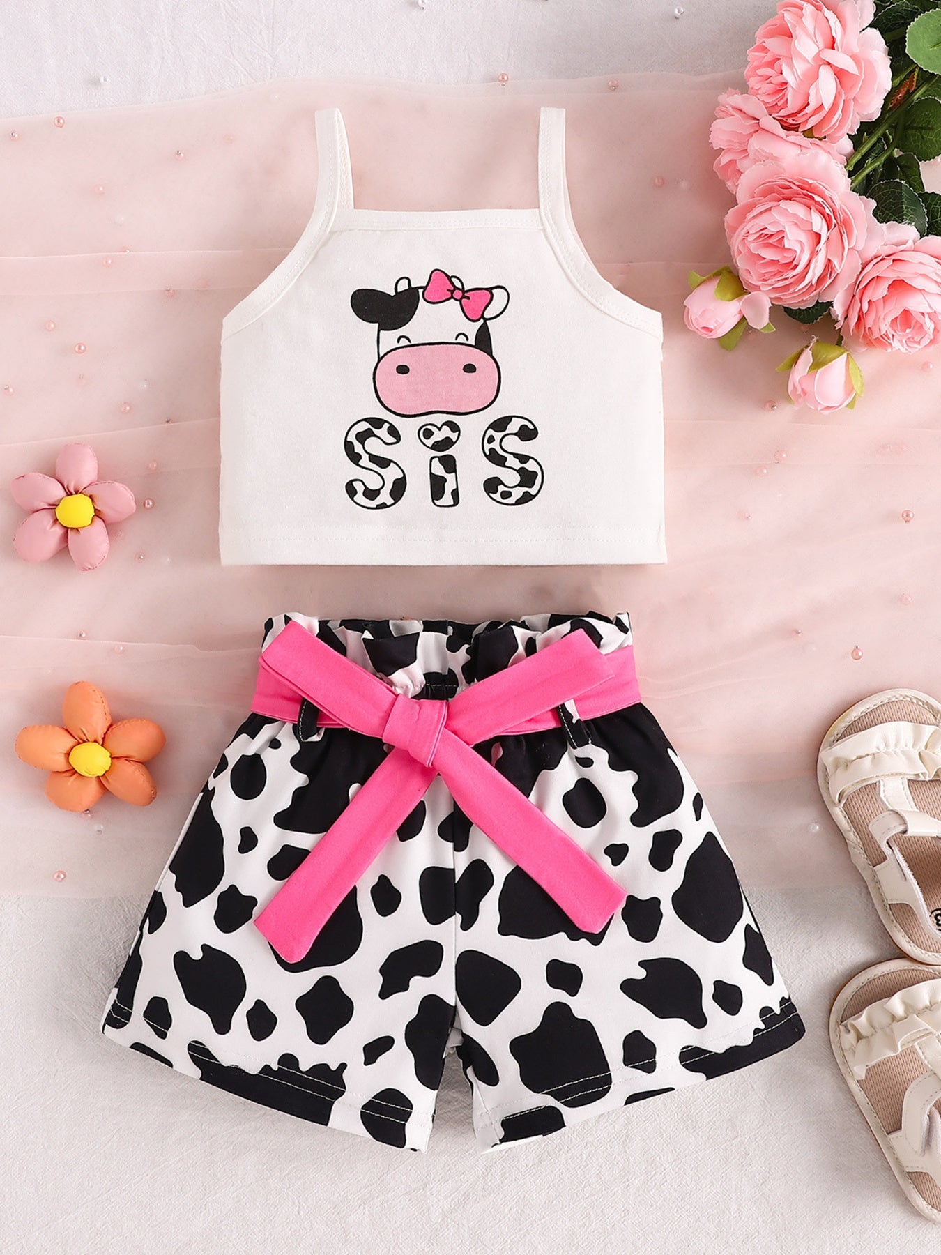 Children's Cow Print Tank Top & Shorts Set New Era Fashion LLc
