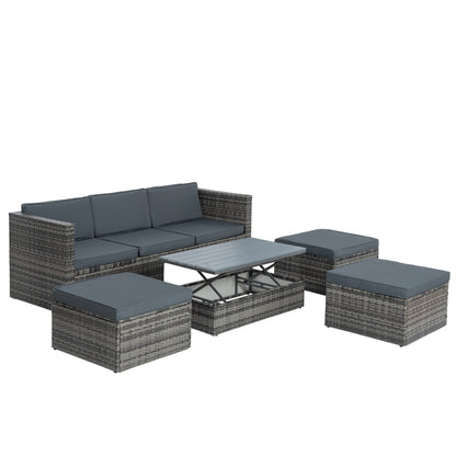 Patio Furniture, Outdoor Furniture, Seasonal PE Wicker Furniture,5 Set Wicker Furniture With Plywood Coffee Table V.I.P Digital Presence