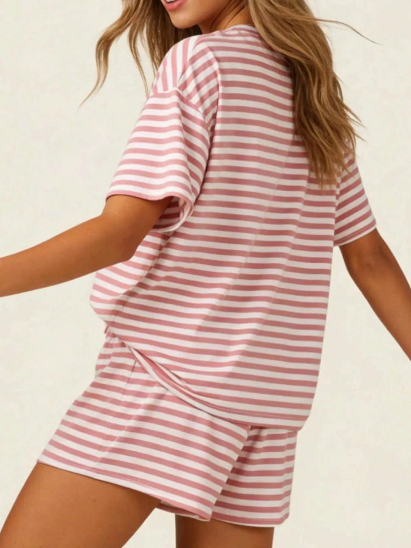 Striped Short Sleeve Tee and Drawstring Shorts Set New Era Fashion LLc