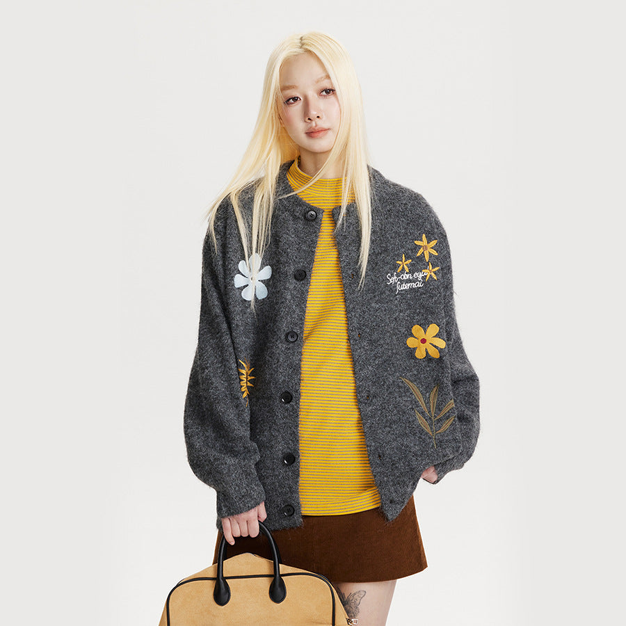 Women’s Retro Floral Embroidered Cardigan Sweater FitiqueFit