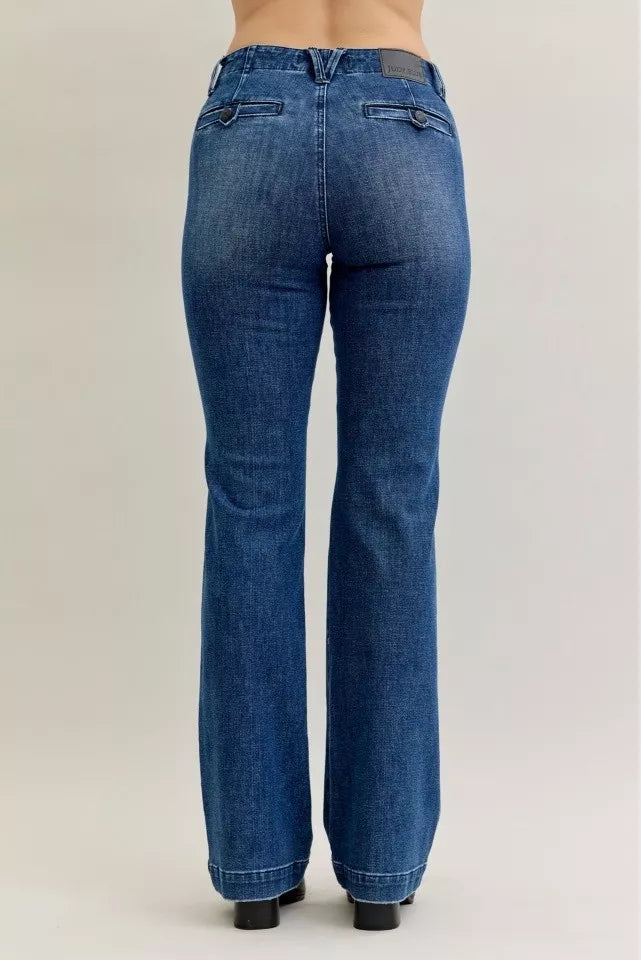 Judy Blue Full Size Mid Rise Bootcut Jeans with Welt Pockets Plus Size Garden Naked Curves