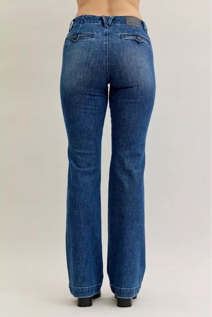 Judy Blue Full Size Mid Rise Bootcut Jeans with Welt Pockets Plus Size Garden Naked Curves
