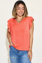 Basic Bae Full Size Bamboo Notched Ruffled Short Sleeve T-Shirt New Era Fashion LLc