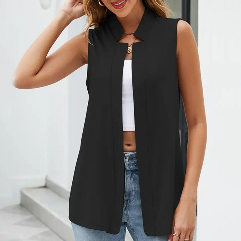 Women’s Sleeveless Stand-Collar Vest Cardigan FitiqueFit