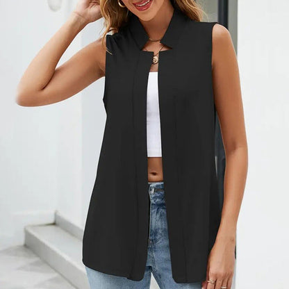 Women’s Sleeveless Stand-Collar Vest Cardigan FitiqueFit