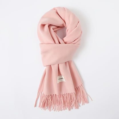 Solid Color Tassel Scarf, Hand Wash Only, Elegant Fringe Shawl for Women, Fashion Accessory NovaCart