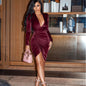 European And American Sexy V-neck Long-sleeved Mini Skirt Women See size chart under “more details” The Fashion Celestial