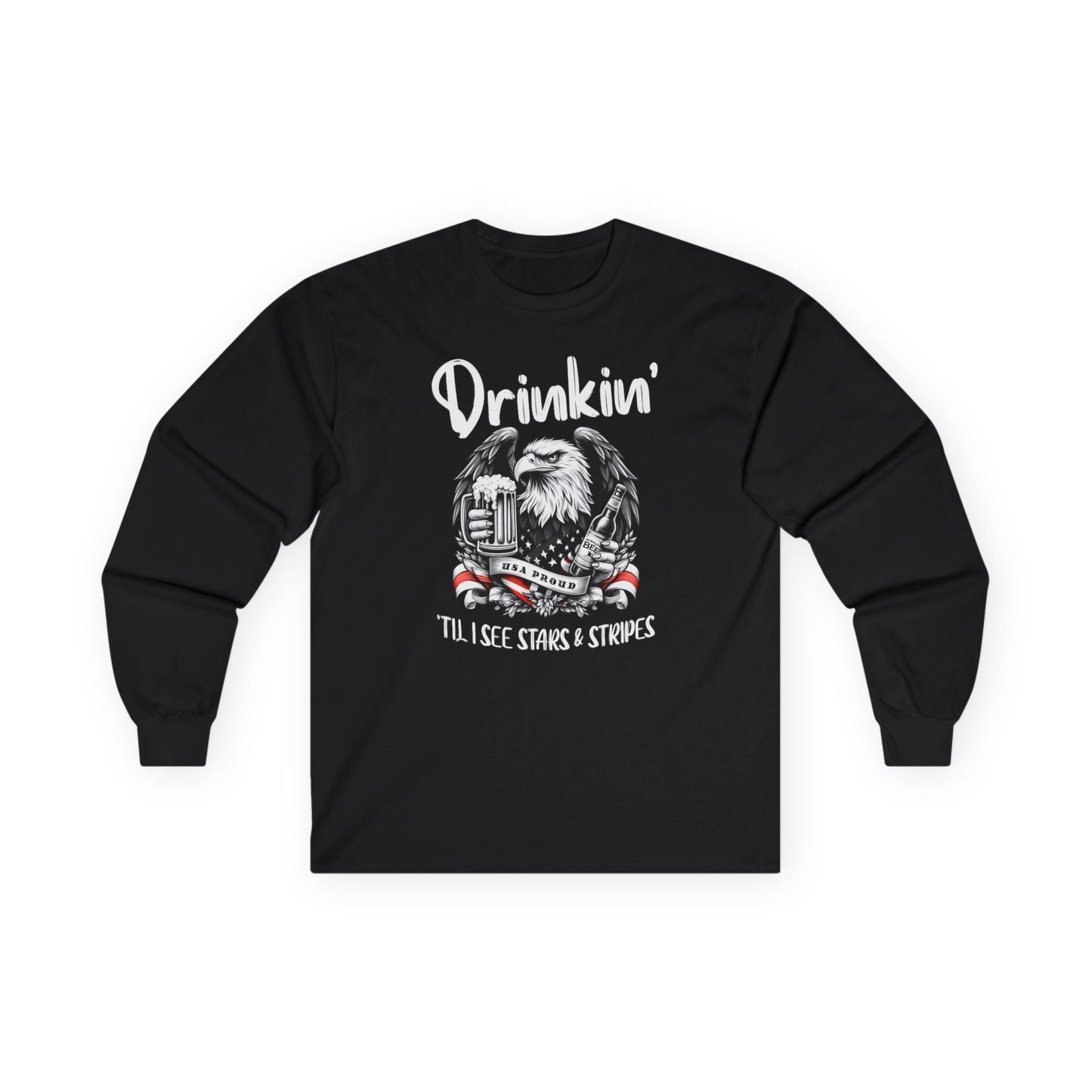 Drinkin' Til I See Stars & Stripes Long Sleeve Tee The Devil's Pickle