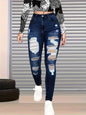 New High Waisted, Hip Lifted, Tight Fitting Women's Jeans With A Ripped Nine Quarter Cut, Suitable For Minimalist Fashion In Summer See size chart under “more details” The Fashion Celestial