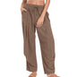 Womens Solid-Color Cotton-Linen Casual Loose Straight Pockets Lounge Pants With Drawstring See size chart under “more details” The Fashion Celestial