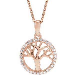14K Rose 1/5 CTW Natural Diamond Tree of Life 16-18" Necklace Ethereal Legacy Boutiques