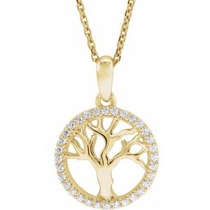 14K Yellow 1/5 CTW Natural Diamond Tree of Life 16-18" Necklace Ethereal Legacy Boutiques