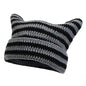 Women’s Hand Knitted Striped Cat Hat – Cute Warm Winter Beanie FitiqueFit