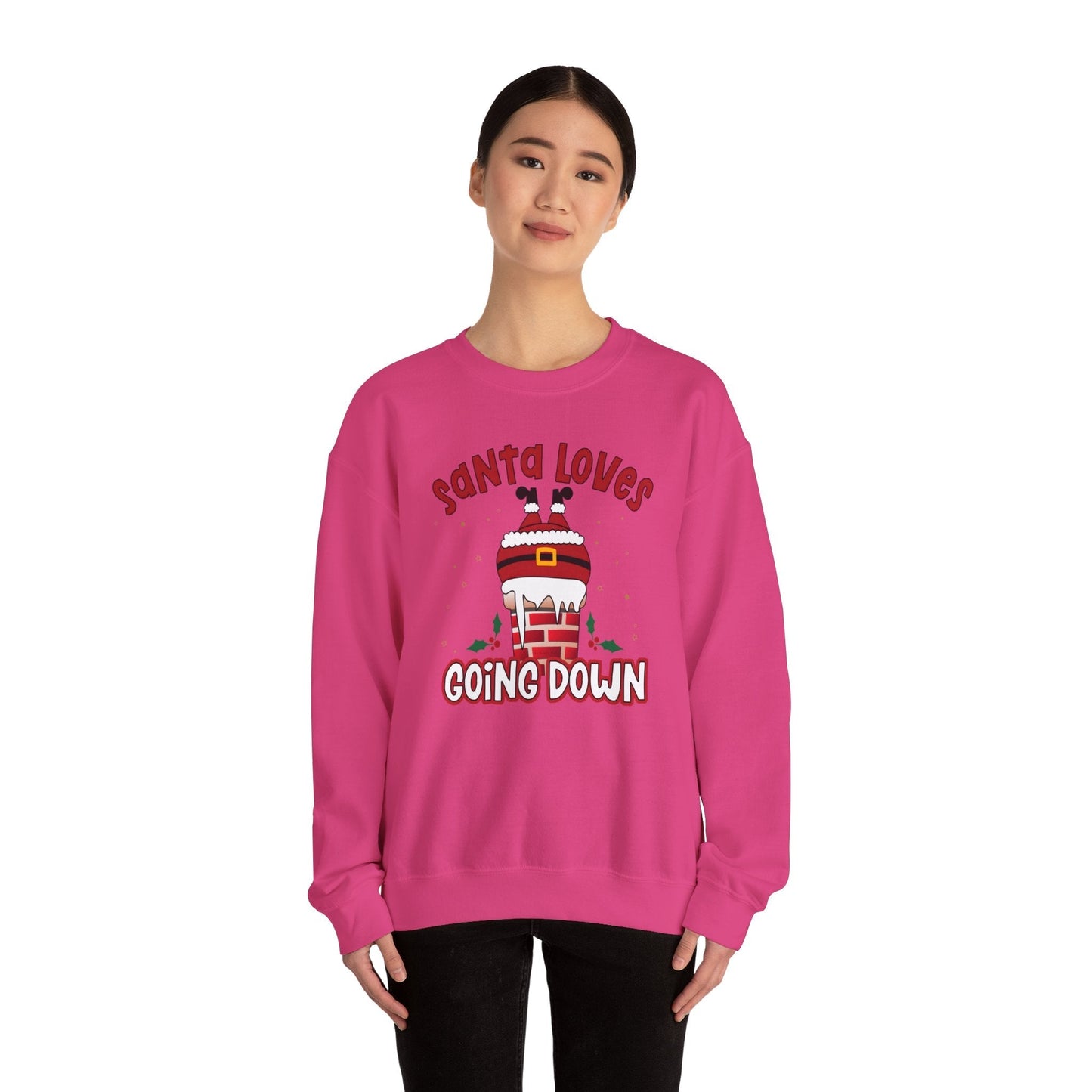 Santa Loves Going Down Crewneck Sweatshirt The Devil's Pickle