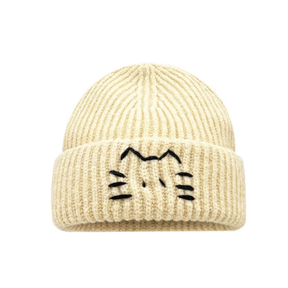 Women’s Cute Cat Line Design Knitted Hat – Warm Fall & Winter Beanie FitiqueFit