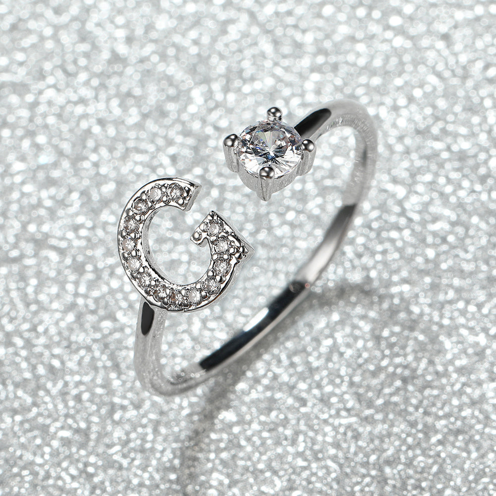 Popular Fashion Silvery AZ Letter Ring Initials Wedding Love Couple Rings Bridesmaid Gift NovaCart