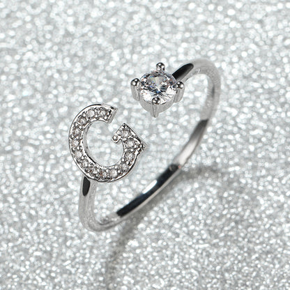 Popular Fashion Silvery AZ Letter Ring Initials Wedding Love Couple Rings Bridesmaid Gift NovaCart