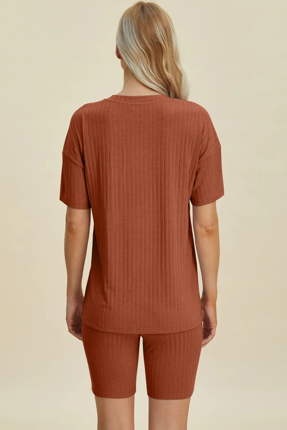 Basic Bae Full Size Ribbed V-Neck Short Sleeve Top and Shorts Set New Era Fashion LLc