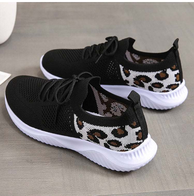 White Shoes Women Leopard Print Lace-up Sneakers Sports See size chart under “more details” The Fashion Celestial