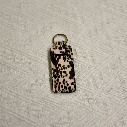 Chapstick Holder Keychain – Cow Print, Camo Pink Bow, Cowboy Toile, Barn Toile, croquette, duck, moon BashDesignsCo