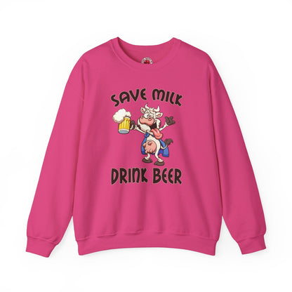 Save Milk Drink Beer Crewneck Sweatshirt The Devil's Pickle