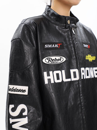 Women's Loose Letter Racing Motorcycle Jacket See size chart under “more details” The Fashion Celestial