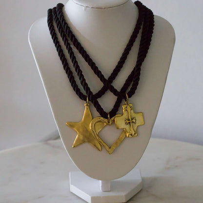 Silk Cord Pendant Necklace 24K Gold Plated Deep South Originals