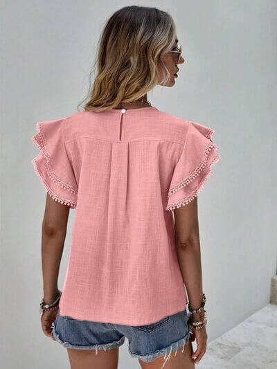 Denise Ruffle Cap Sleeve Blouse- SnagBag