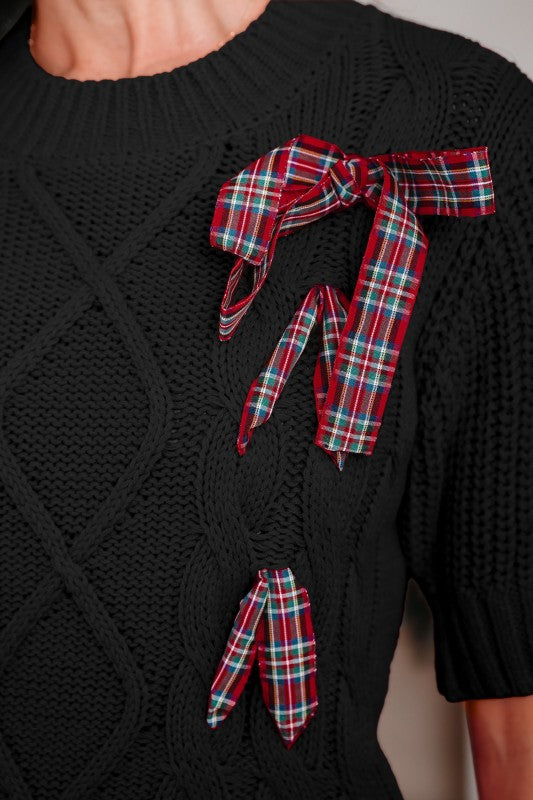 Christmas Plaid Lace-Up Puff Sleeve Sweater Shop Style & More | Fresh Looks, Everyday Deals & Free Shipping