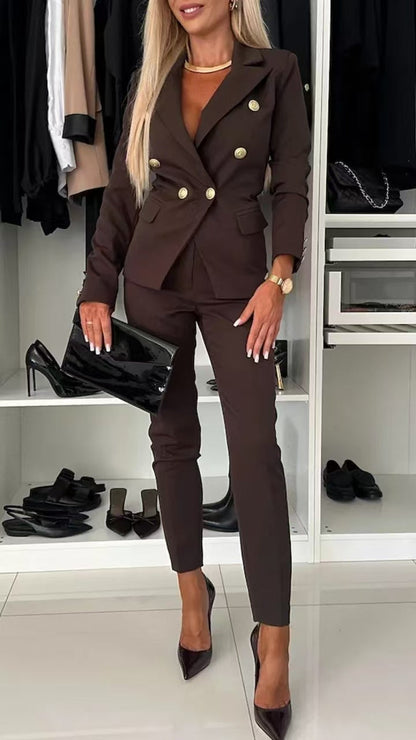 Lapel Button-Down Jacket & Slim-Fit Trousers Suit – 15 Colors XS–XXL FitiqueFit