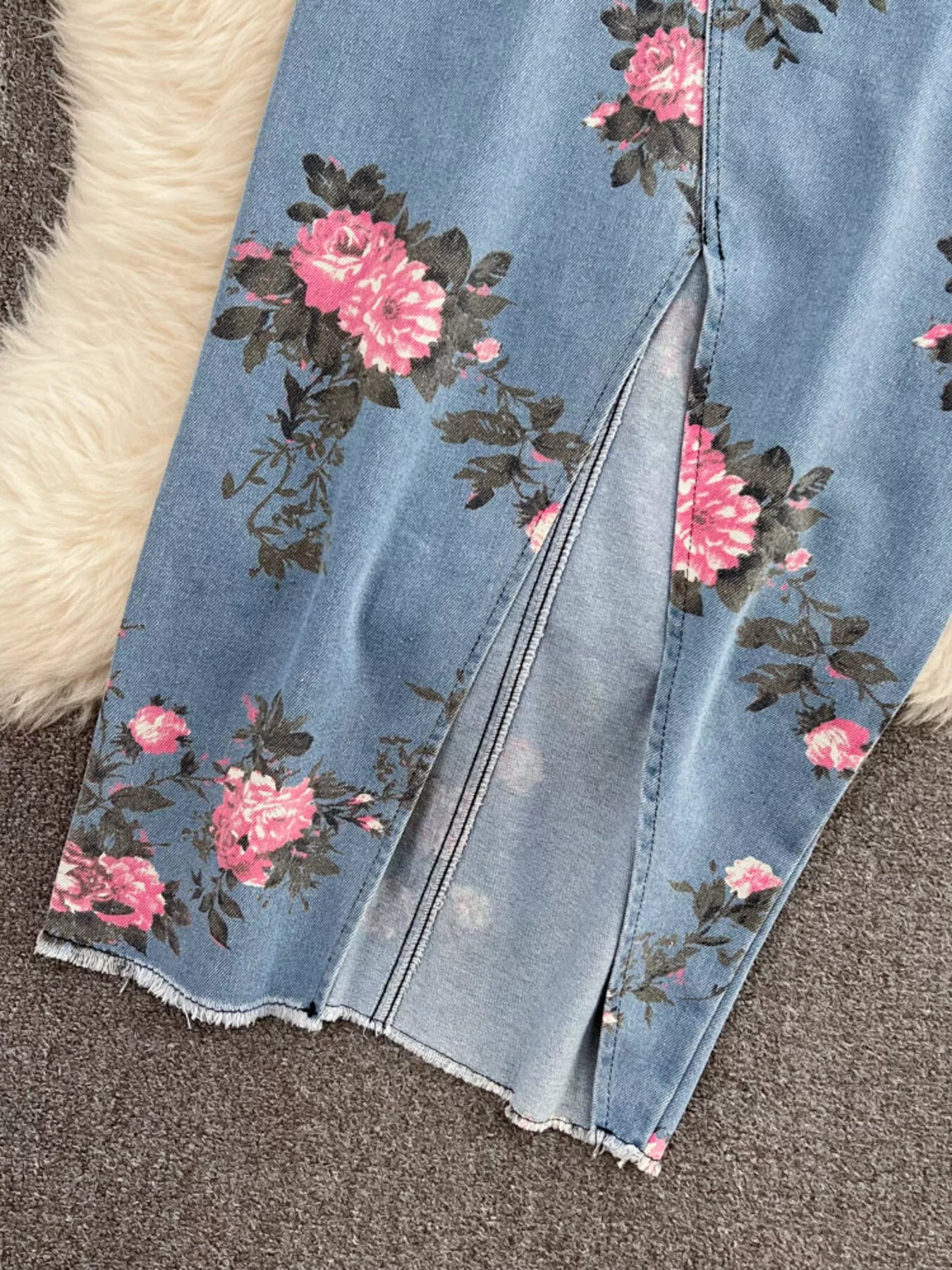 Floral Print Sweetheart Neck Cami and Skirt Denim Set New Era Fashion LLc