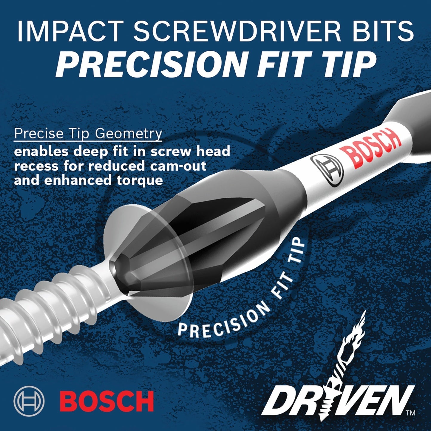 BOSCH ITDTV107C 7 pc. Driven 1 In. Impact Torx® Insert Bit Set with Clip for Custom Case System VM Hardware