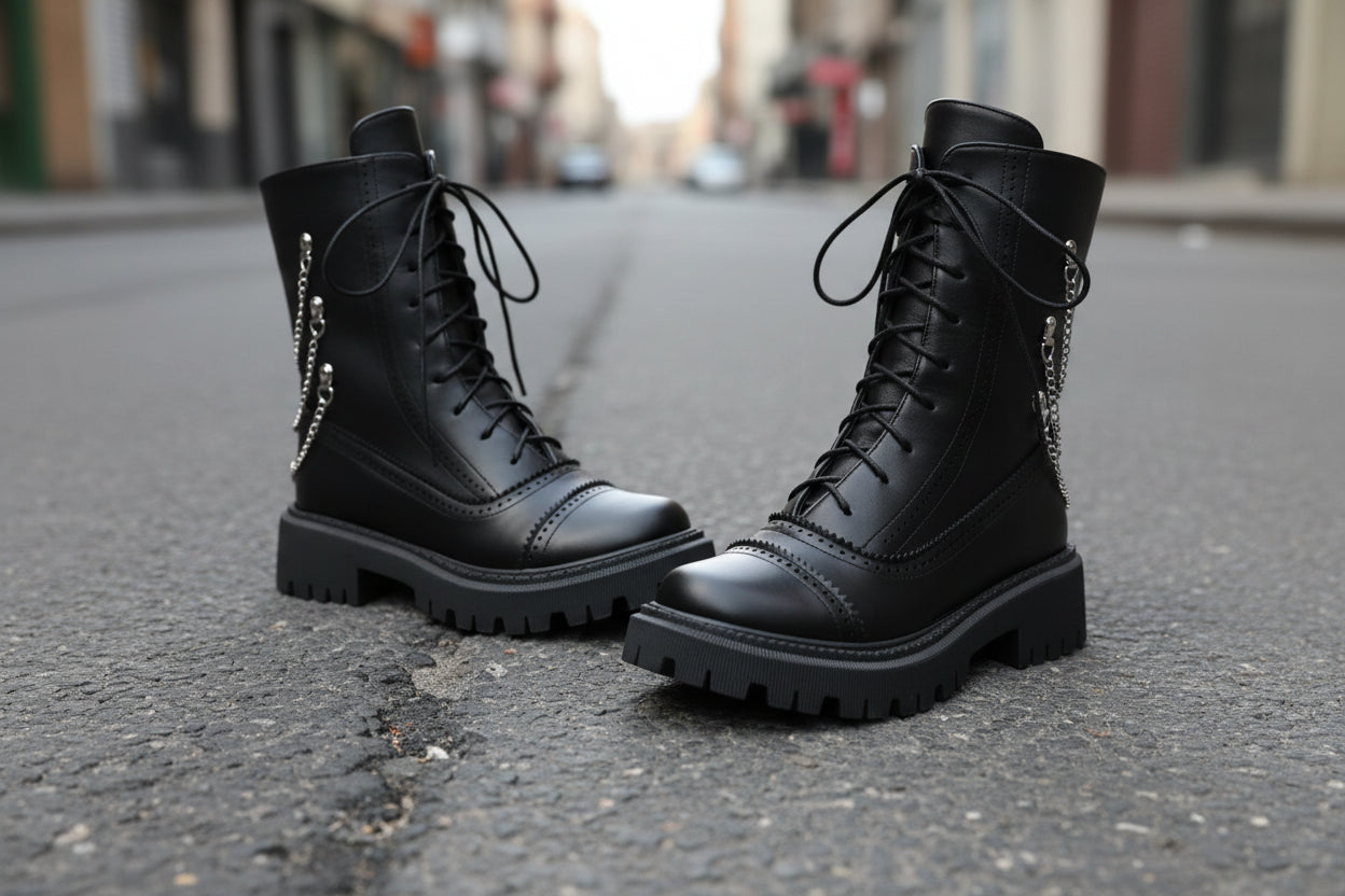 Women’s Chunky Heel Mid-Calf Dr. Style Boots – Large Size Fall & Winter Boot FitiqueFit