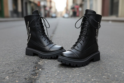 Women’s Chunky Heel Mid-Calf Dr. Style Boots – Large Size Fall & Winter Boot FitiqueFit