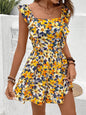 Women's Sleeveless Square Neck Printed Boho Jumpsuit FitiqueFit