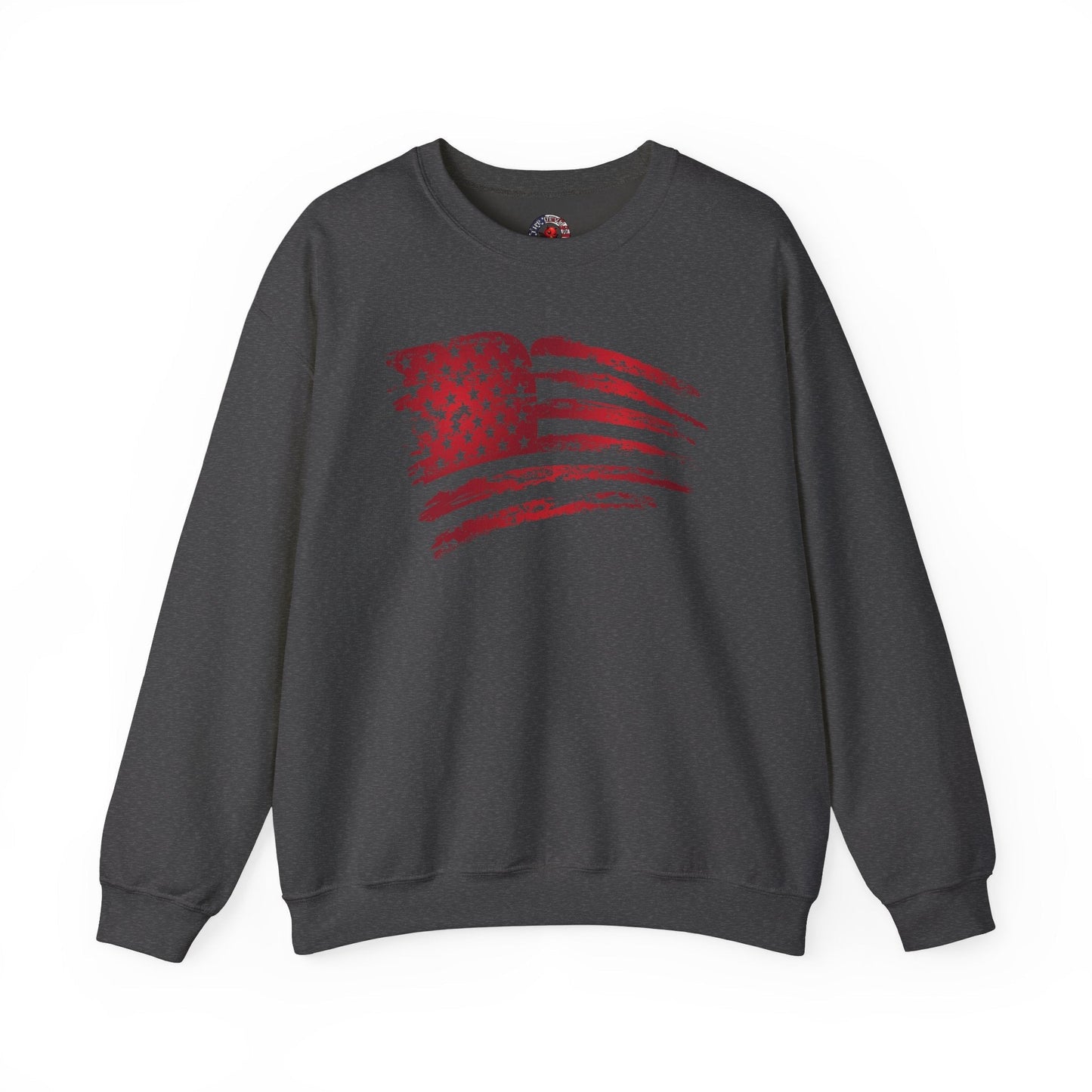 Red American Flag Crewneck Sweatshirt The Devil's Pickle