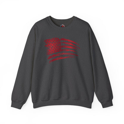 Red American Flag Crewneck Sweatshirt The Devil's Pickle
