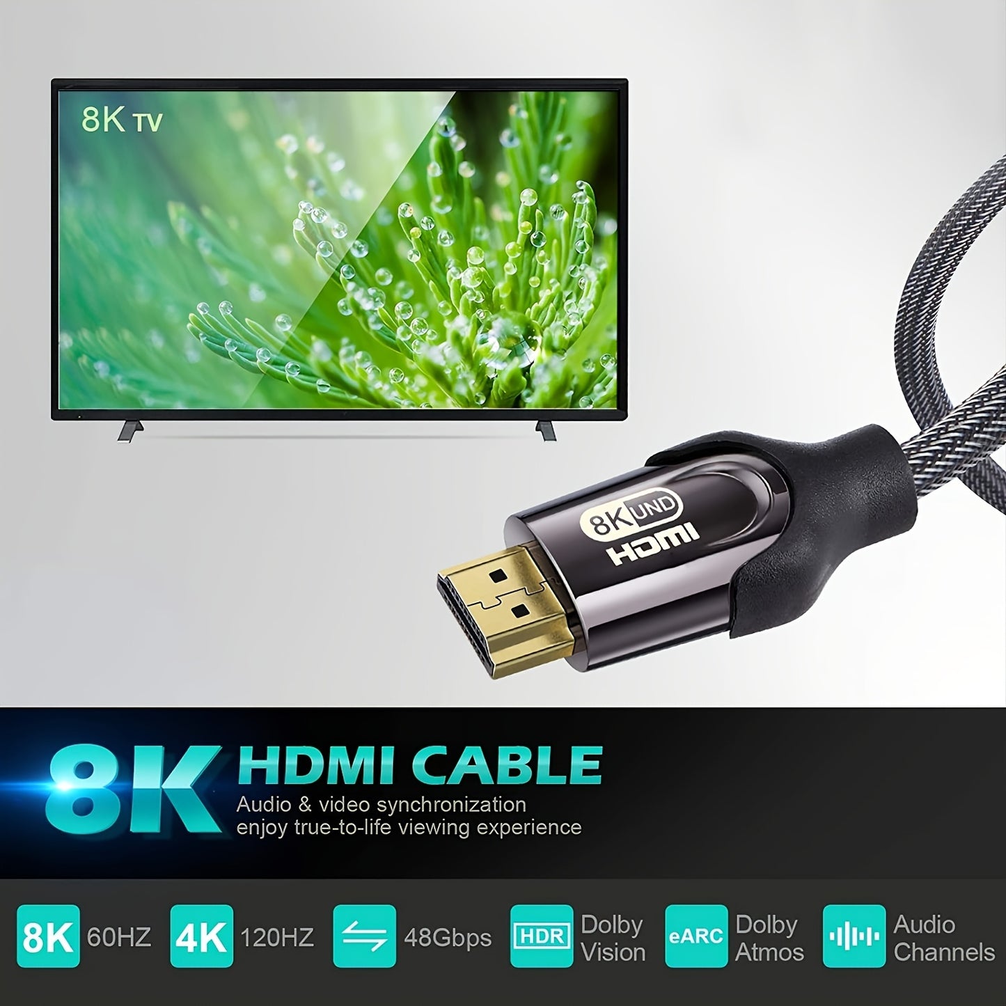 8K Ultra High Speed HDTV 2.1 Cable | Supports 8K 60Hz, 4K 120Hz, Flat Category 6a Ethernet, Male to Male Connector - I-ZCLIVE NovaCart