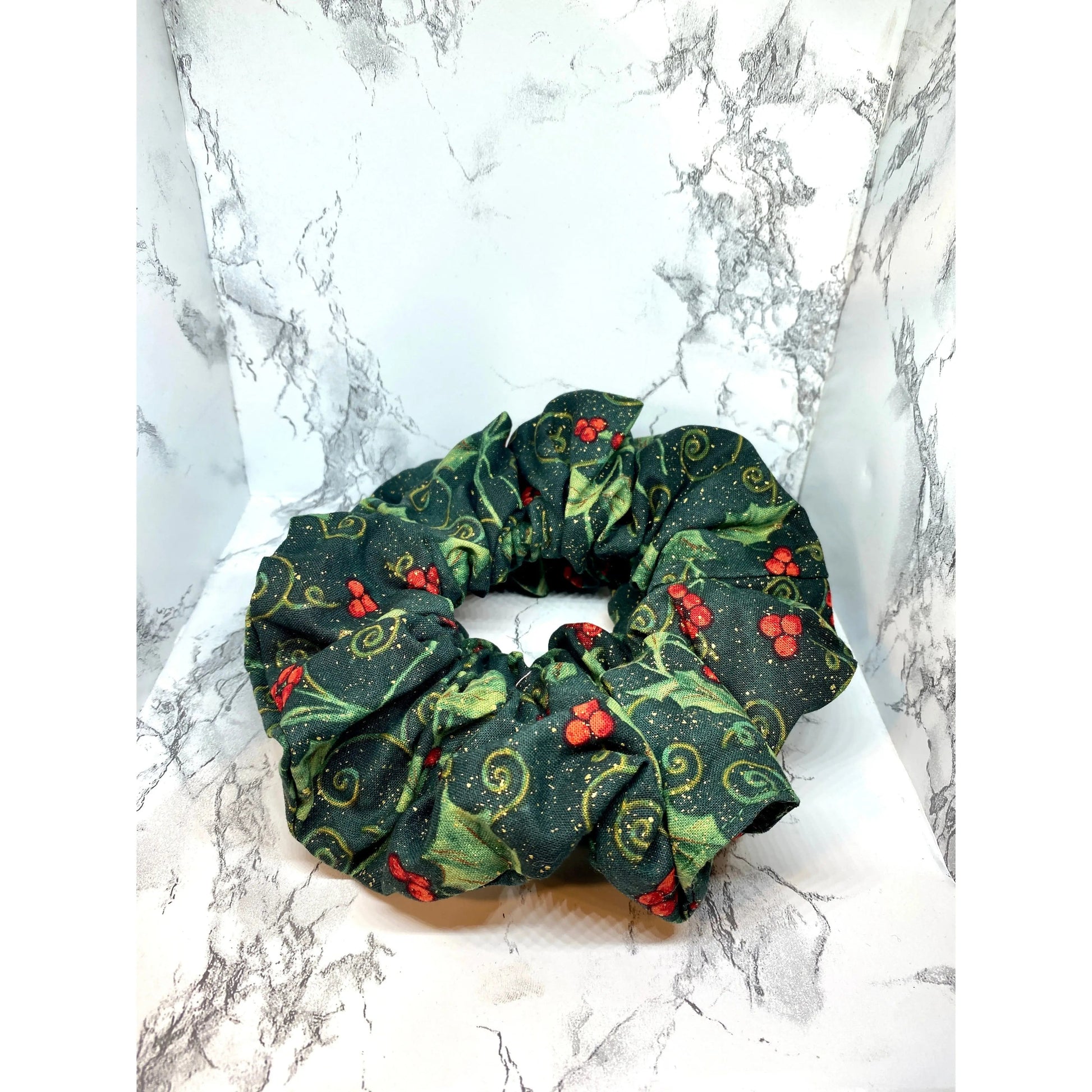 Glitter Holly Christmas Scrunchie Enchanted Scrunch