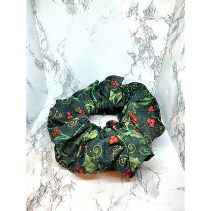 Glitter Holly Christmas Scrunchie Enchanted Scrunch