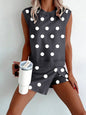 Women's Polka-Dot Sleeveless Tank Top & Shorts Two-Piece Set FitiqueFit