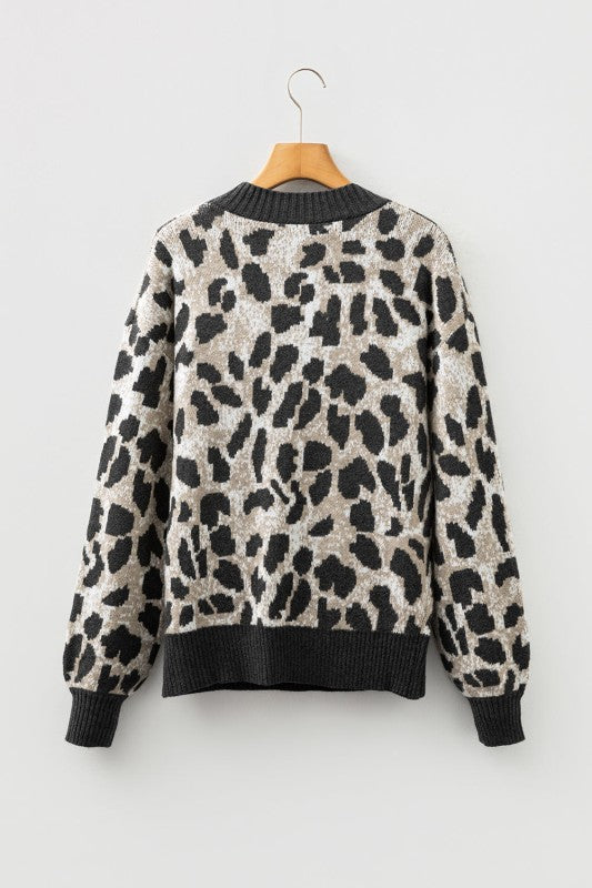 Leopard Contrast Trim Drop Shoulder Sweater Shop Style & More | Fresh Looks, Everyday Deals & Free Shipping