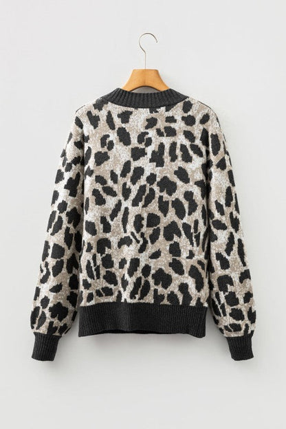 Leopard Contrast Trim Drop Shoulder Sweater Shop Style & More | Fresh Looks, Everyday Deals & Free Shipping