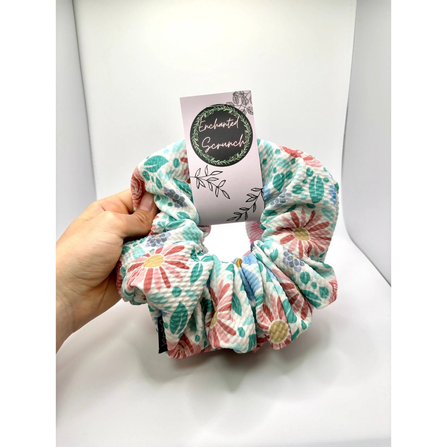 Blue Floral & Pink Gingham Scrunchie Set Enchanted Scrunch