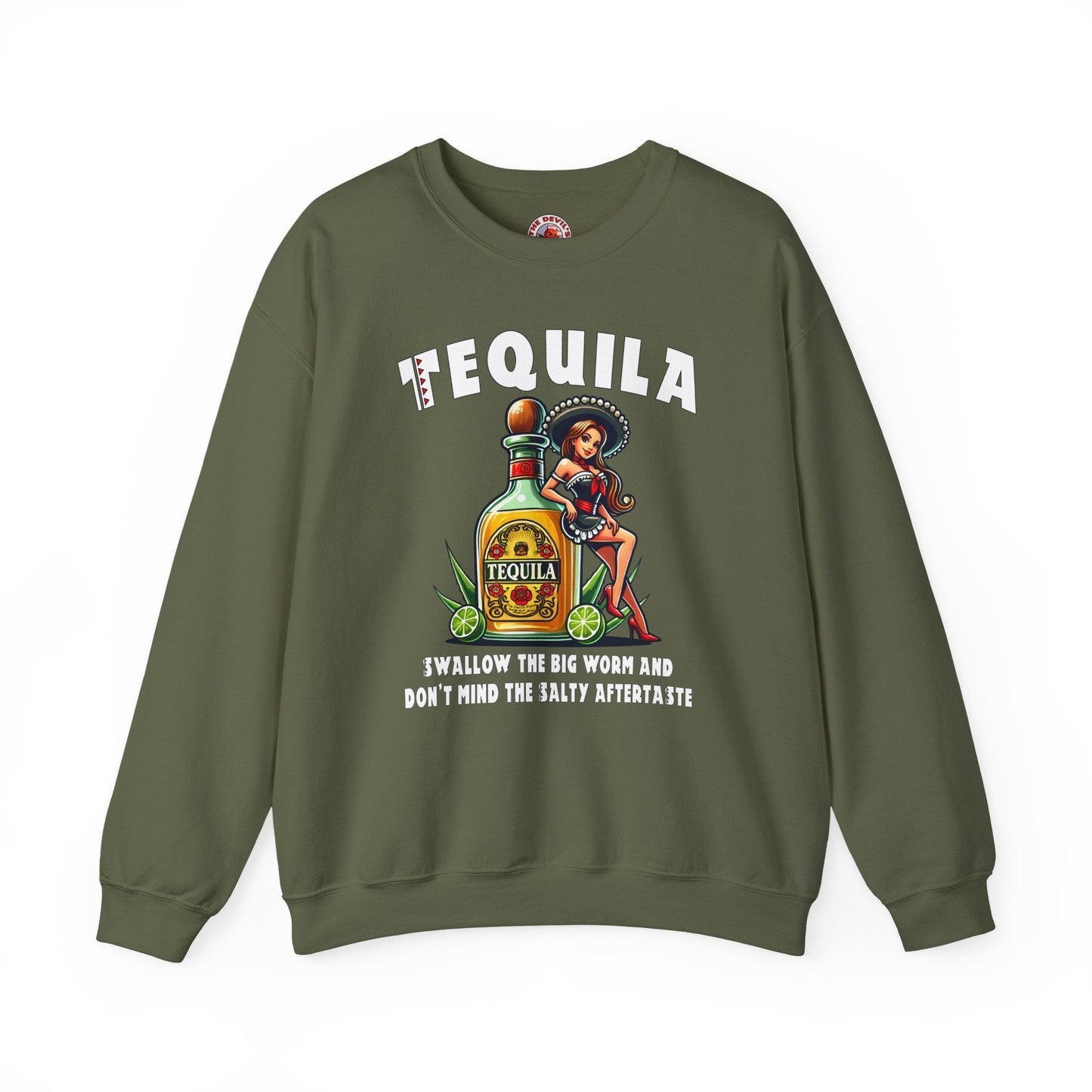 Tequila Swallow The Big Worm Crewneck Sweatshirt The Devil's Pickle